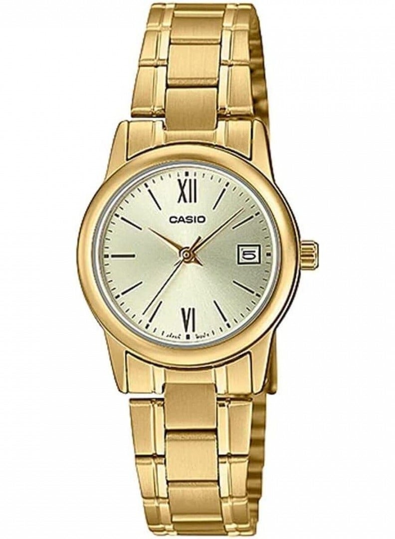 CASIO Casio Women's Quartz Watch, Analog Display and Stainless Steel Strap Gold - LTP-V002G-9B3UDF - Image 1