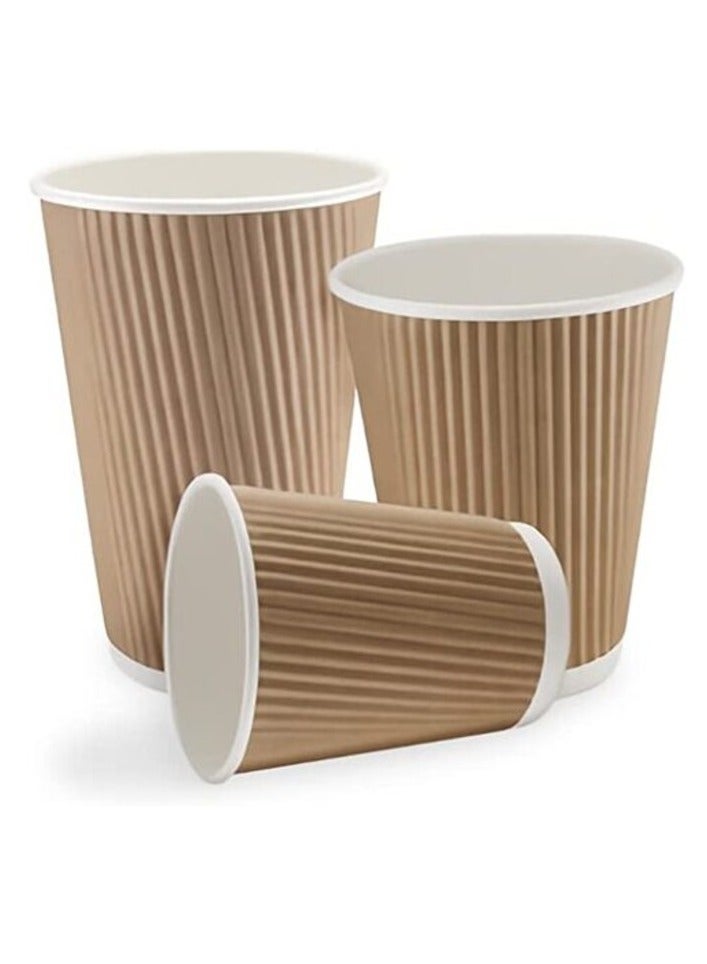 بروماس 8 أوقية. فناجين قهوة معزولة باللون البني للاستعمال مرة واحدة - أكواب ورقية مموجة للمشروبات الساخنة [50 كوب] بدون غطاء - Image 2