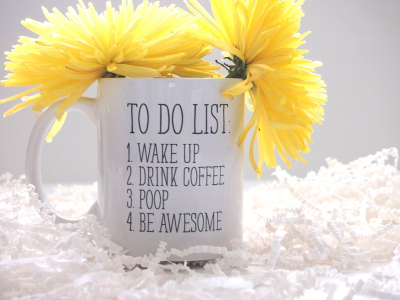 Loftipop To Do List Wake Up Drink Coffee Poop Be Awesome Funny Quote Coffee Mug, Motivational Mug, Fun Mugs, Funny Gift (11oz) - Image 2