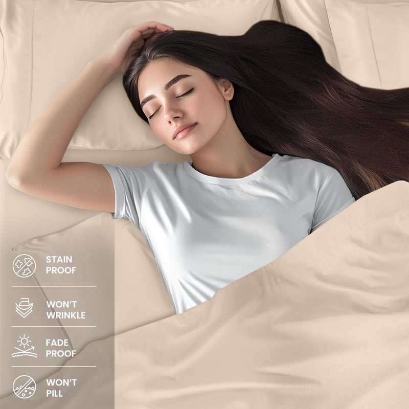 Utopia Bedding Full Sheet Set â€“ 4 Piece Bed Sheets for Full Size Bed, Soft and Breathable Microfiber, Includes 1 Fitted Sheet, 1 Flat Sheet and 2 Pillowcases (Beige) - Image 3