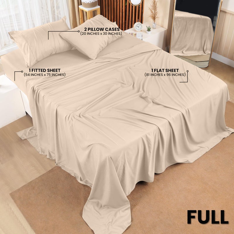 Utopia Bedding Full Sheet Set â€“ 4 Piece Bed Sheets for Full Size Bed, Soft and Breathable Microfiber, Includes 1 Fitted Sheet, 1 Flat Sheet and 2 Pillowcases (Beige) - Image 2
