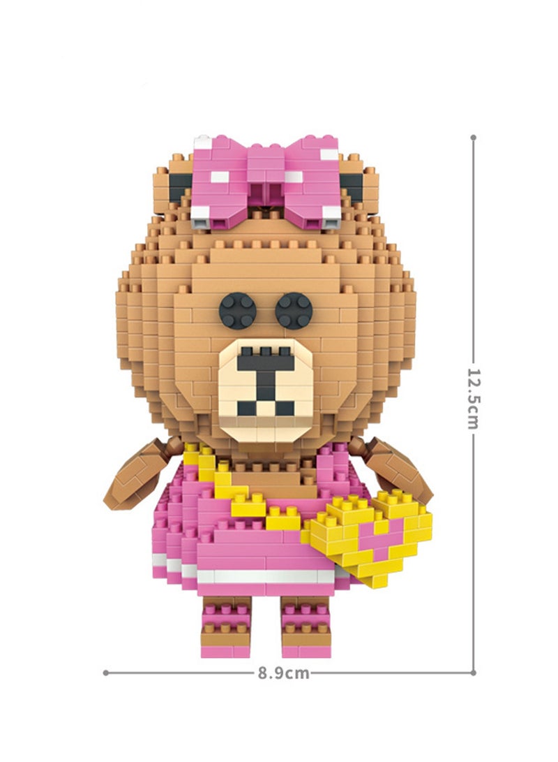 650pcs Pink Skirt Bear Model Set Building Blocks Leisure Decompression Assembly Toys Children Adult Home Decorations  - Image 2