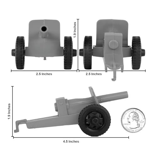 Tim Mee Toy TimMee M3 Artillery Gray 4pc Plastic Army Men Cannon Playset Made in USA - Image 5
