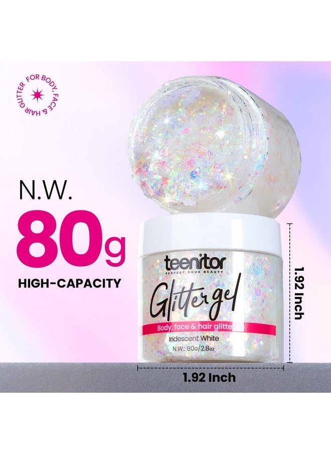 Teenitor - Teenitor Body Glitter, Face Glitter, White Glitter, 80g/2.8oz Face Body Glitter, Hair Glitter Gel, Rave Glitter, Mermaid Makeup Glitters for Kids - Image 1
