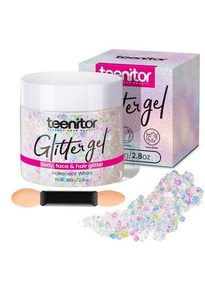 Teenitor - Teenitor Body Glitter, Face Glitter, White Glitter, 80g/2.8oz Face Body Glitter, Hair Glitter Gel, Rave Glitter, Mermaid Makeup Glitters for Kids - Image 1