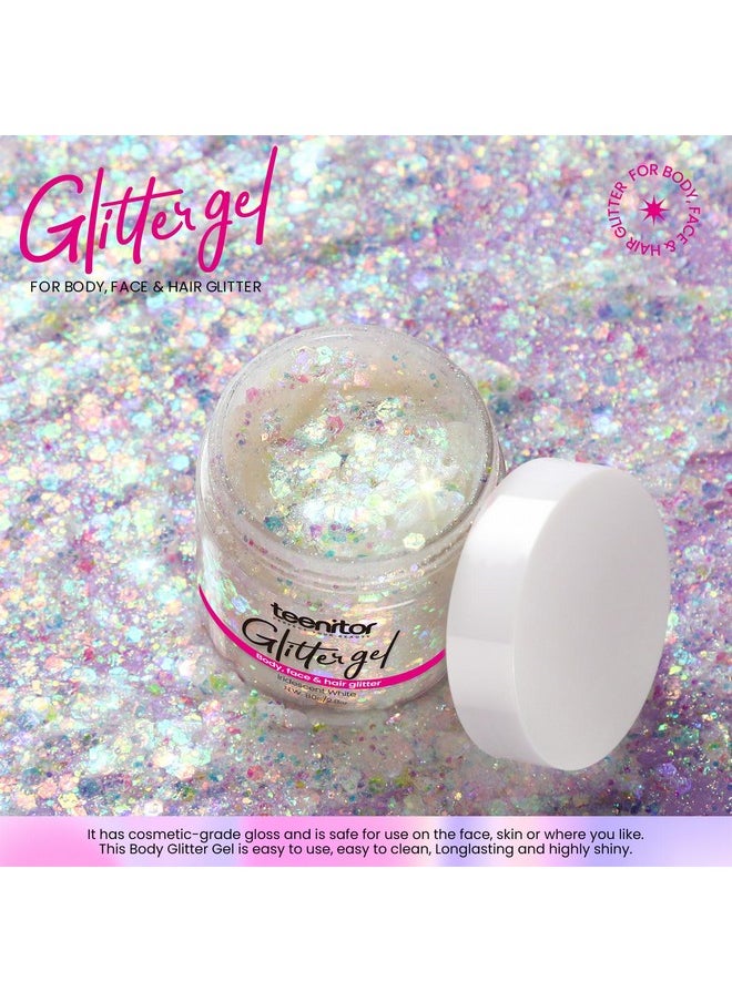 Teenitor - Teenitor Body Glitter, Face Glitter, White Glitter, 80g/2.8oz Face Body Glitter, Hair Glitter Gel, Rave Glitter, Mermaid Makeup Glitters for Kids - Image 1