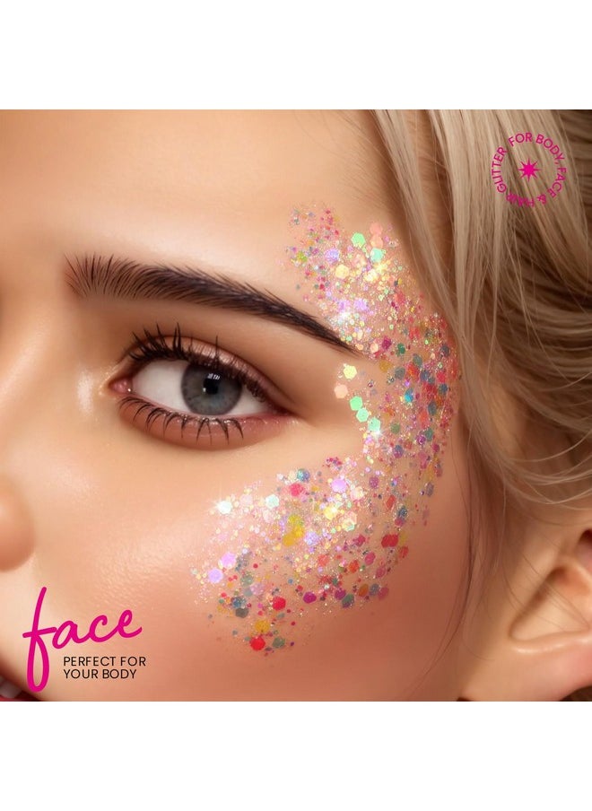 Teenitor - Teenitor Body Glitter, Face Glitter, White Glitter, 80g/2.8oz Face Body Glitter, Hair Glitter Gel, Rave Glitter, Mermaid Makeup Glitters for Kids - Image 1