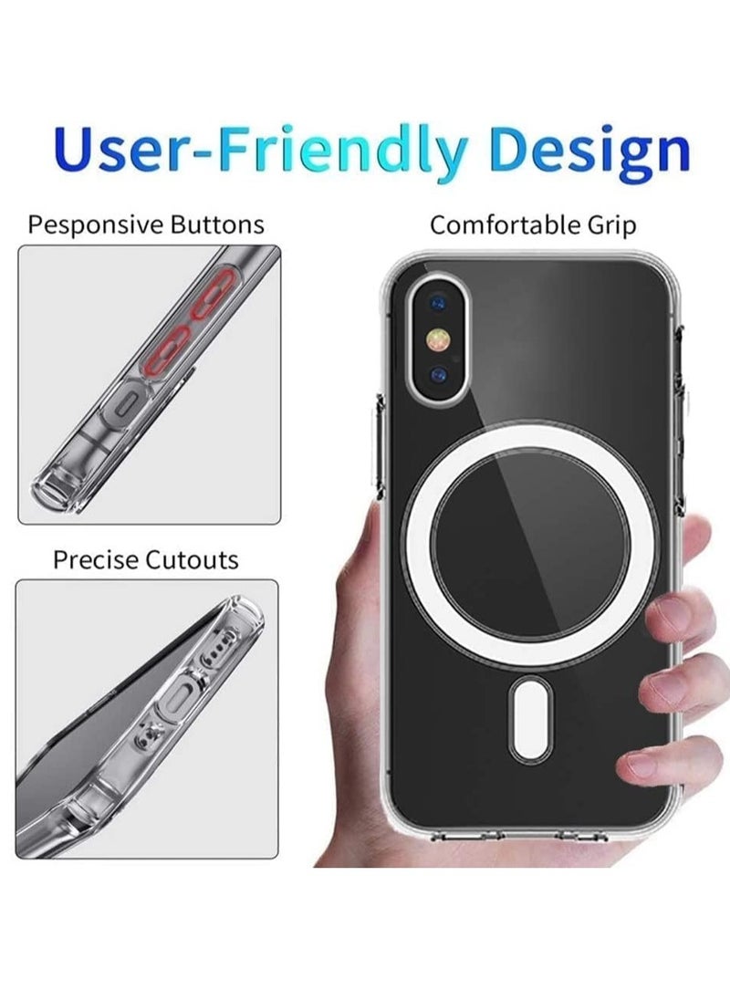 MIGOFAST - Magnetic Clear Back Designed for iPhone Xs Max Clear Phone Case Compatible with Mag safe Slim Protective Cover - Image 1