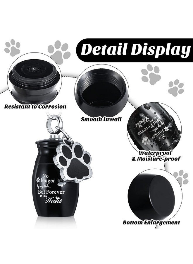 Tudomro Tudomro Cylinder Cremation Dog Ashes Keepsake Urn Keychain Memorial Ashes Stainless Steel Pet Puppy Dog Paw Charm with Storage Bag (Black) - Image 5