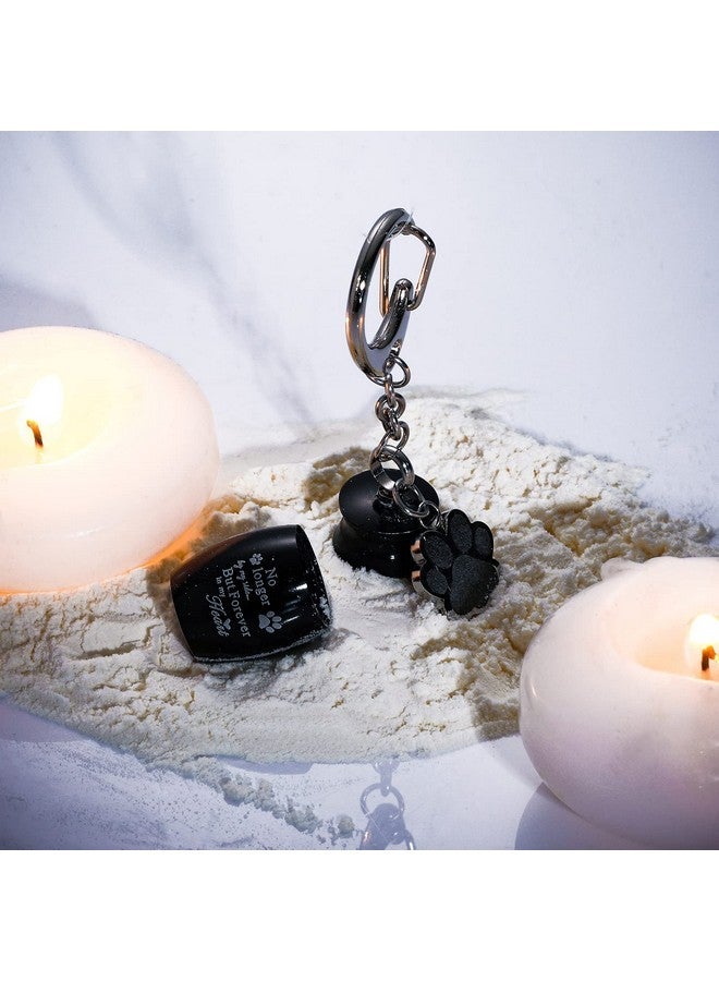 Tudomro Tudomro Cylinder Cremation Dog Ashes Keepsake Urn Keychain Memorial Ashes Stainless Steel Pet Puppy Dog Paw Charm with Storage Bag (Black) - Image 2