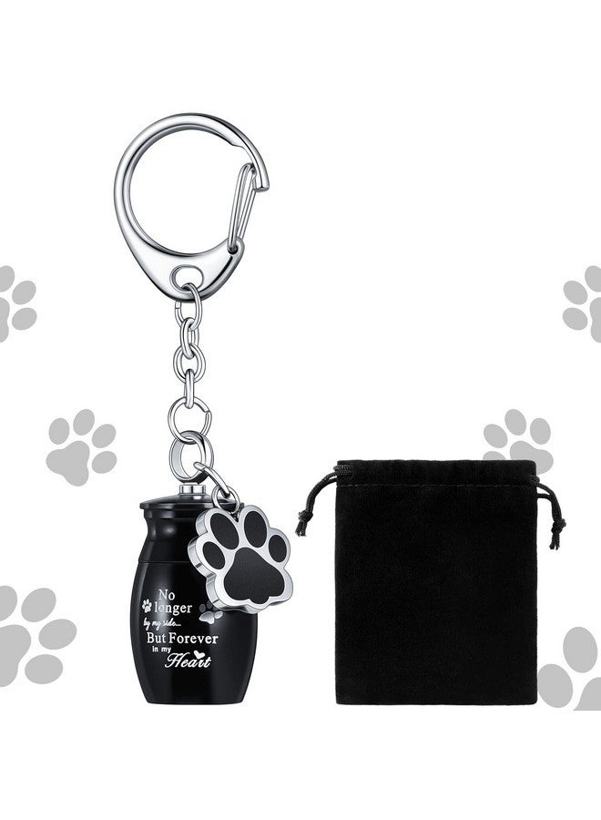 Tudomro Tudomro Cylinder Cremation Dog Ashes Keepsake Urn Keychain Memorial Ashes Stainless Steel Pet Puppy Dog Paw Charm with Storage Bag (Black) - Image 1