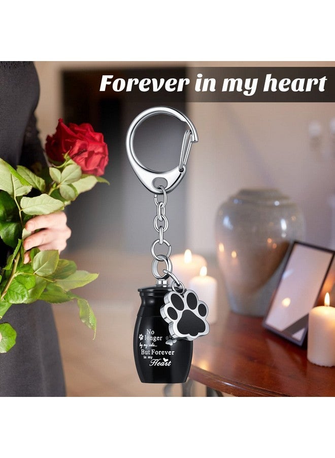 Tudomro Tudomro Cylinder Cremation Dog Ashes Keepsake Urn Keychain Memorial Ashes Stainless Steel Pet Puppy Dog Paw Charm with Storage Bag (Black) - Image 3