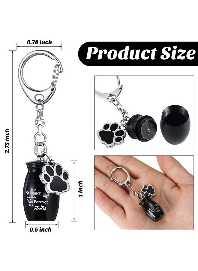 Tudomro Tudomro Cylinder Cremation Dog Ashes Keepsake Urn Keychain Memorial Ashes Stainless Steel Pet Puppy Dog Paw Charm with Storage Bag (Black) - Image 4