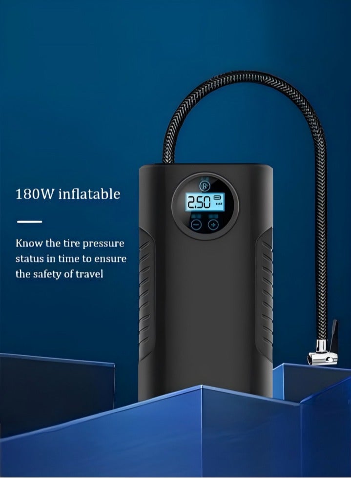 DUNISO ضاغط هواء، مضخة نفخ إطارات محمولة، مضخة نفخ إطارات كهربائية محمولة باليد، شاشة رقمية ذكية، أقصى ضغط 150 PSI، إيقاف تلقائي لمضخة الكهرباء، مناسبة للدراجات النارية، السيارات، الدراجات والكرات - Image 3