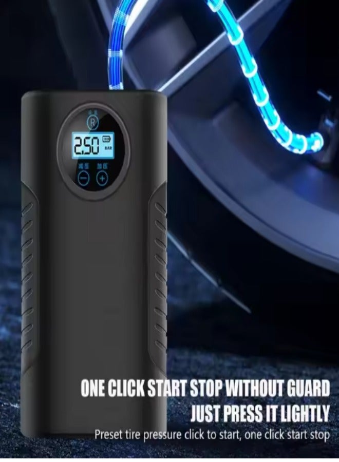 DUNISO ضاغط هواء، مضخة نفخ إطارات محمولة، مضخة نفخ إطارات كهربائية محمولة باليد، شاشة رقمية ذكية، أقصى ضغط 150 PSI، إيقاف تلقائي لمضخة الكهرباء، مناسبة للدراجات النارية، السيارات، الدراجات والكرات - Image 2