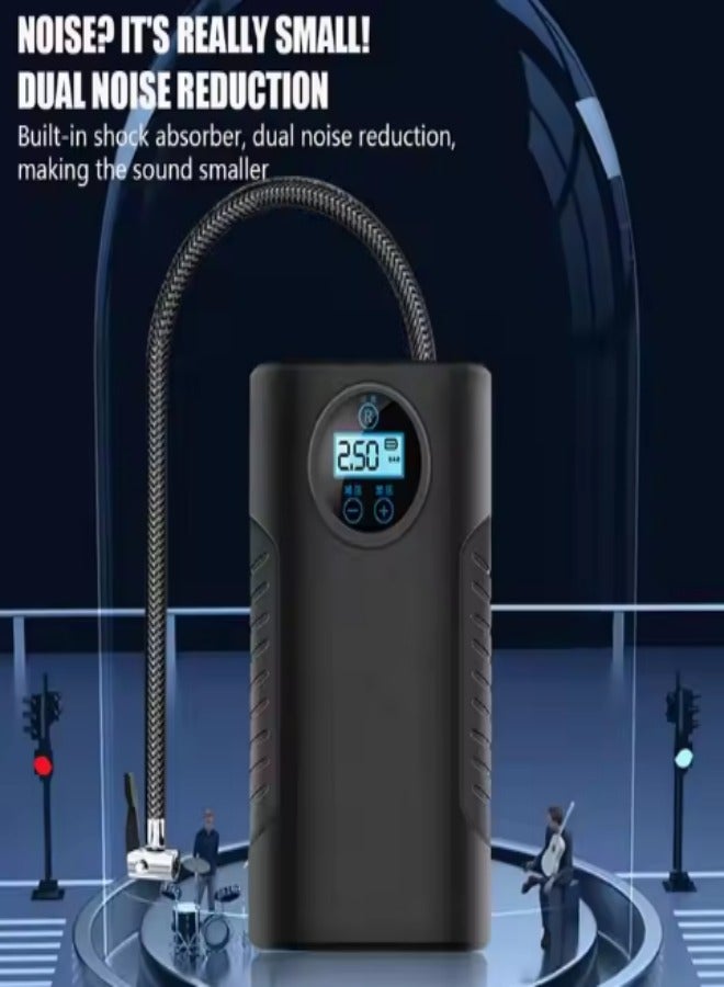 DUNISO ضاغط هواء، مضخة نفخ إطارات محمولة، مضخة نفخ إطارات كهربائية محمولة باليد، شاشة رقمية ذكية، أقصى ضغط 150 PSI، إيقاف تلقائي لمضخة الكهرباء، مناسبة للدراجات النارية، السيارات، الدراجات والكرات - Image 5