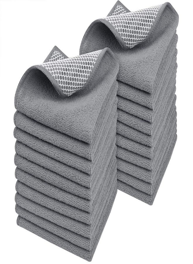 SINLAND Microfiber Dish Cloth Dish Rags for Washing Dishes Best Kitchen Cloths Cleaning Cloths with Poly Scour Side 12Inchx12Inch 20Pack Grey - Image 1