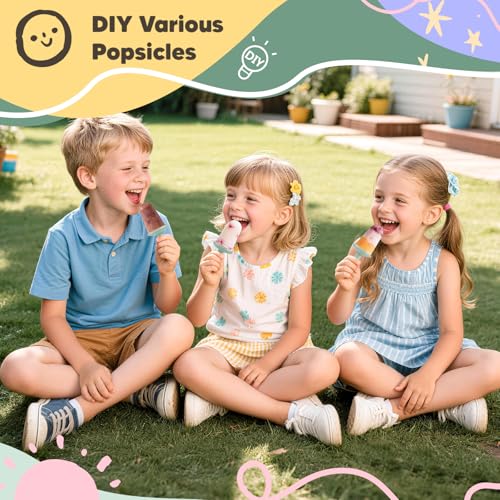 WYOK Popsicle Mold Set 4 Pieces Homemade Silicone Popsicle Maker Easy Release Ice Cream Molds Reusable DIY Pop Molds (Green, IcyClassic Pops) - Image 4
