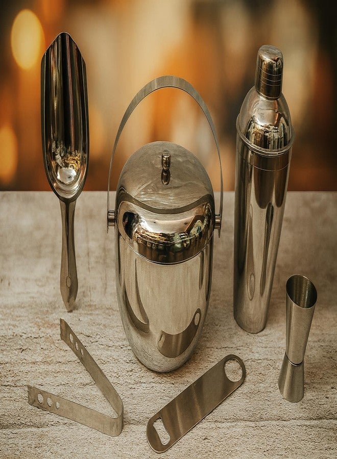 Nooks Stainless Steel Barware Kits and Accessories with Apple Shape ice Bucket (1250ml) and with Cocktail Shaker (750ml) in Silver Color for Home, bar and Mini bar_(Pack of 11)_(Made in India) - Image 3