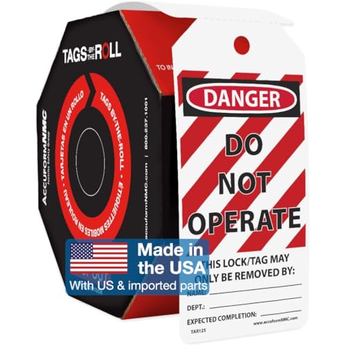 Accuform Signs TAR125 Tags By-The-Roll Lockout Tags, Legend "DANGER DO NOT OPERATE", 6.25" Length x 3" Width x 0.010" Thickness, PF-Cardstock, Red/Black on White (Roll of 250) - Image 1