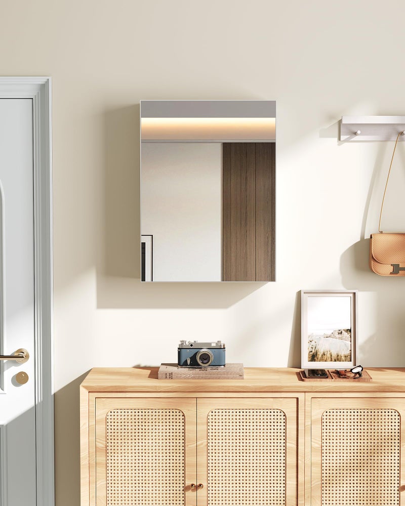 CHOEZON Wall-Mounted Bathroom Vanity with Mirror, Medicine Cabinet with Storage Function, Hanging Storage Cabinet, Adjustable Shelves, White - Image 4