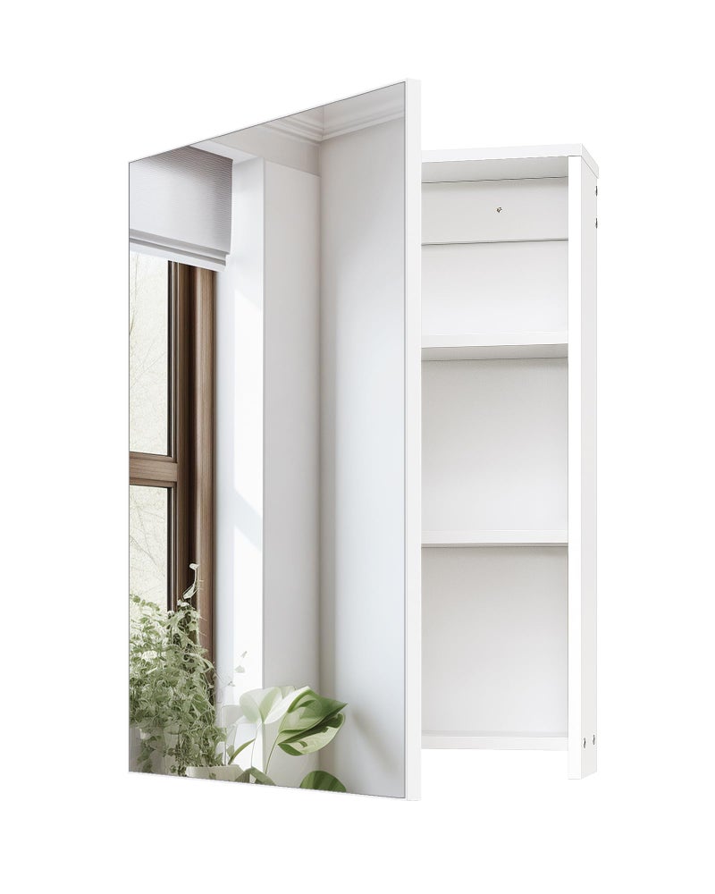 CHOEZON Wall-Mounted Bathroom Vanity with Mirror, Medicine Cabinet with Storage Function, Hanging Storage Cabinet, Adjustable Shelves, White - Image 1