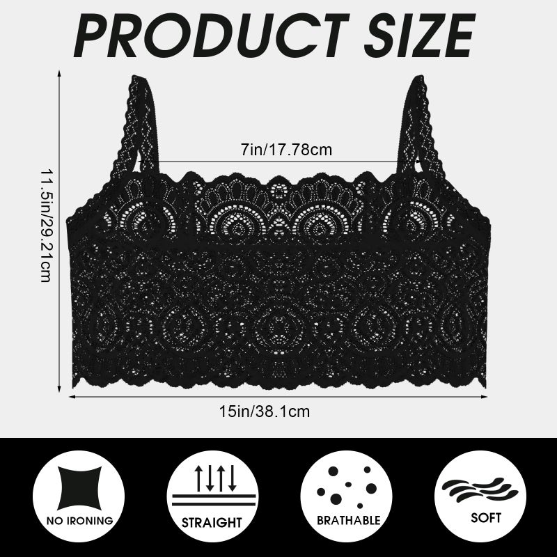 Chicingyou 3 Pieces Women's Lace Camisole Crop Tops Y2K Slim Modesty Panel Cleavage Cover up for Low Neckline Low Cut Dress(Black, White, Beige) - Image 2