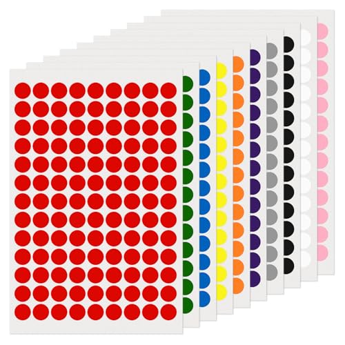 FINDAT 1170 PCS Dot Stickers 12 Inch Vinyl Round Colored Sticker Removable 10 Assorted Color Coding Circle Labels for Office Toddler Student Classroom - Image 1