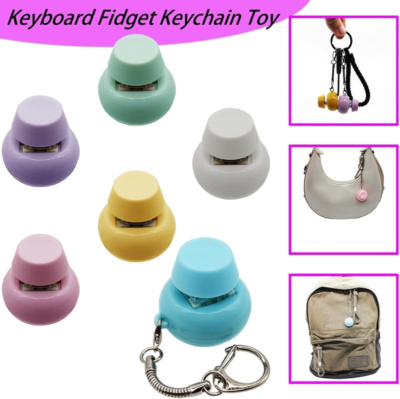 TERRIFI 8Pcs Keyboard Fidget Toys, Cute Fidget Keychain Decompression Toys, Finger Keyboard Toy Stress Relief Finger Keychain Fidgets Button for Adult Gifts to Pass the Boring Time (Macaron Colors) - Image 5