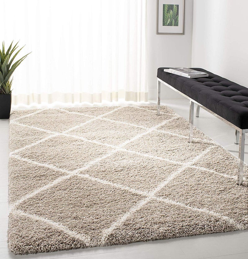 imsid Shaggy Floor Carpets for Living Room, Elegant Bed Side Runner, Modern Carpets for Bedroom, Drawing Room,Carpets for Living Room Etc.Color-Beige N Ivory Size 4x6 feet - Image 1