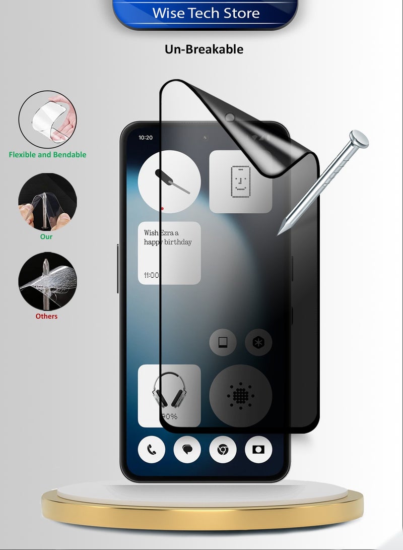 Wtech Nothing Phone (3a) Lite 5G 2025 Premium Nano Ceramic Privacy Full Glue Full Cover Matte Flexible Screen Protector (MSCNMP) - Clear/Black - Image 3