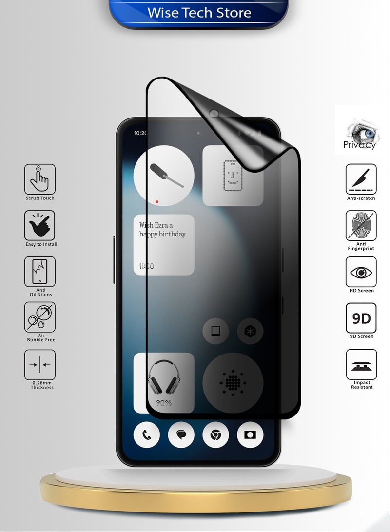 Wtech Nothing Phone (3a) Lite 5G 2025 Premium Nano Ceramic Privacy Full Glue Full Cover Matte Flexible Screen Protector (MSCNMP) - Clear/Black - Image 2