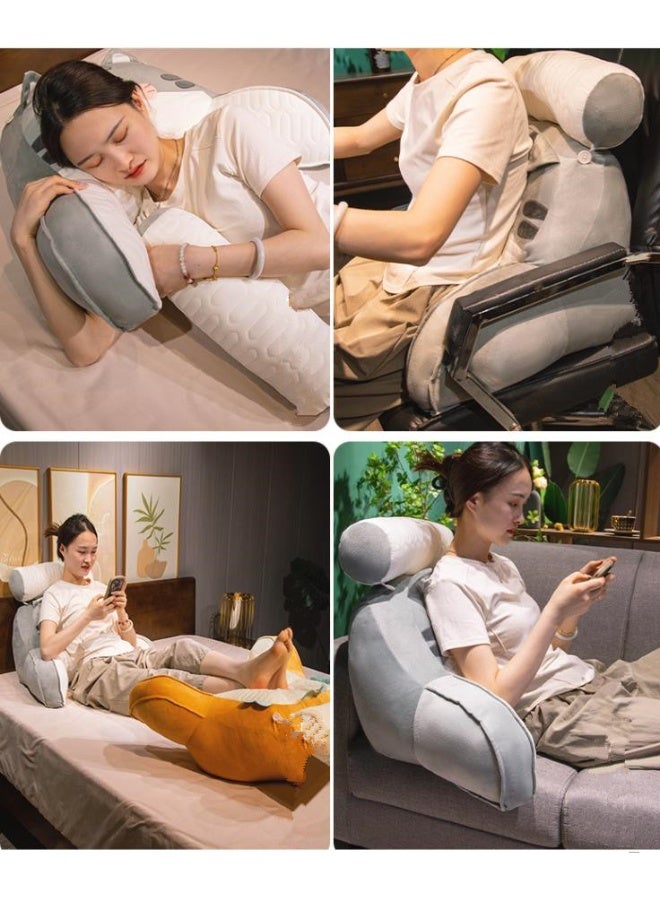 جولدن وسادة قراءة - وسادة ظهر كبيرة الحجم، وسادة جلوس مريحة مع لفافة رقبة قابلة للفصل، وسادة دعم أسفل الظهر مع غطاء قابل للإزالة والغسل، وسادة من إسفنج الذاكرة للبالغين - Image 3