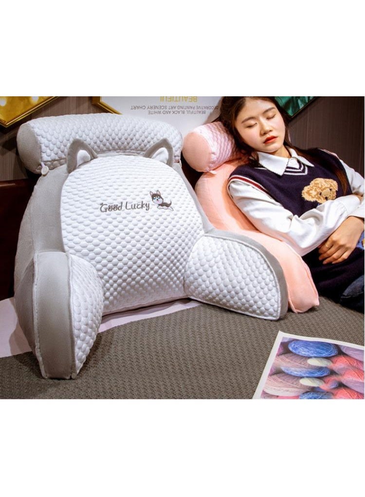 جولدن وسادة قراءة - وسادة ظهر كبيرة الحجم، وسادة جلوس مريحة مع لفافة رقبة قابلة للفصل، وسادة دعم أسفل الظهر مع غطاء قابل للإزالة والغسل، وسادة من إسفنج الذاكرة للبالغين - Image 2