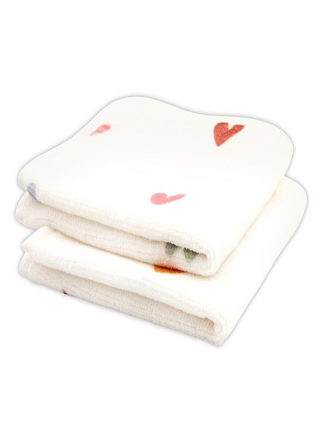 Stephan Baby 2-Piece Washcloth Set - Soft 100% Cotton Velour Terry Cloth, 10" Square, Hearts - Image 1