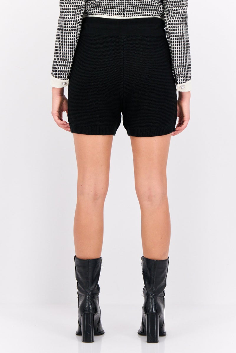 Onzie Women Drawstring Knitted Shorts, Black - Image 3