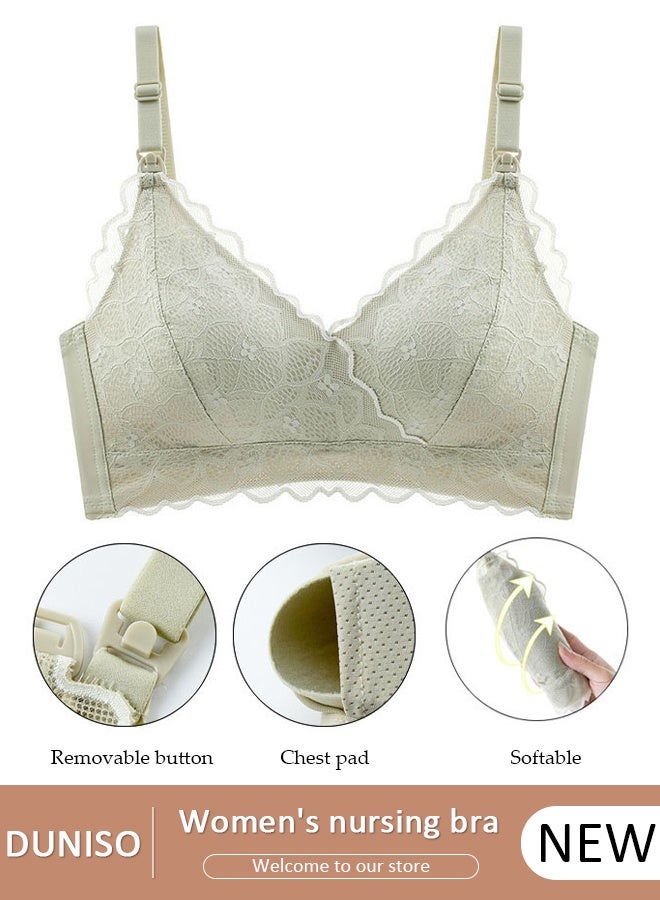 DUNISO Women's Underwear Nursing Bras Support Full Coverage Lightly Padded feeding Maternity Bra Natural Shape Pregnancy Sleep Bra L - Image 1