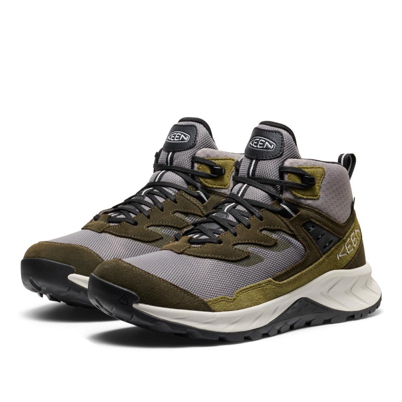 KEEN Men's Hightrail Mid Height Durable Lightweight Breathable Leather Waterproof Hiking Boots, Steel Grey/ForeST Night, 12 - Image 4