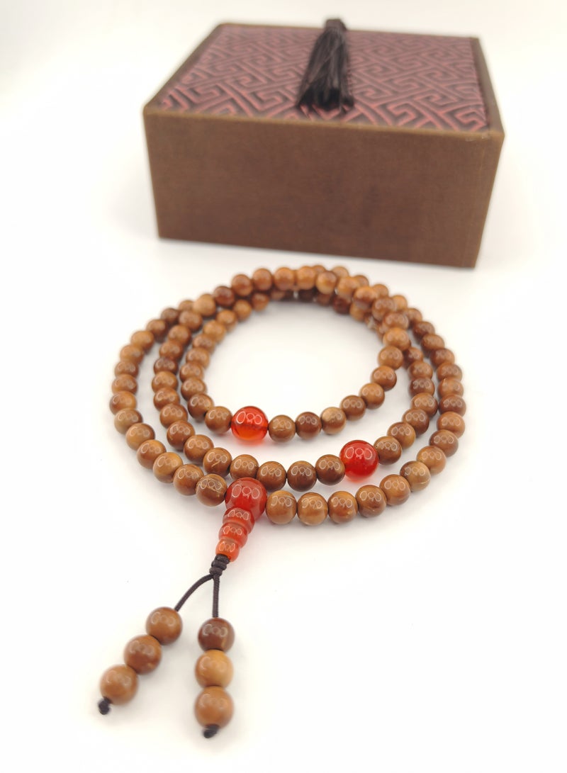 Fianser Prayer Beads 100% Natural Kuka Red Aqeeq Agate Carnelian Handmade Tasbih Tasbeeh Zikr 99 6mm Dua Coco de Mer Muslim Islamic Arabic Ramadan Gift Exquisite - Image 1
