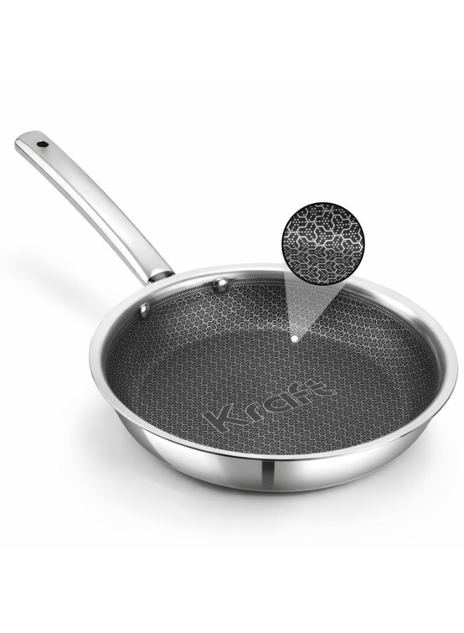 Kraft Futuretec Pro Triply Stainless Steel Honeycomb Frying Pan 22 cm, 1.6 litres | Non Stick Fry Pan for Omelette | Stick-Resistant Hexa Design | Metal Spatula Safe | Induction & Gas Compatible - Image 1