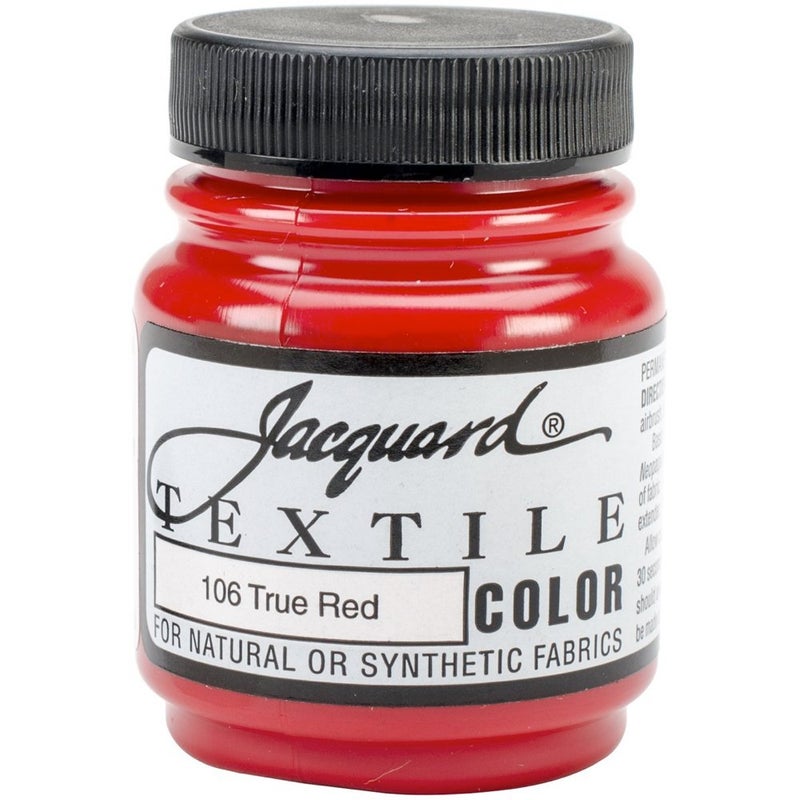 Jacquard Jacquard Textile Color True Red - Permanent Fabric Paint for Clothes, Furniture Upholstery, Shoes or Tote Bags – Indoor & Outdoor Fabric Paint – 2.25 Oz Jar, Upholstery Fabric Paint 