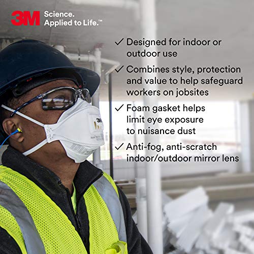 3M Safety Glasses, Virtua CCS, ANSI Z87, Anti-Fog, Indoor/Outdoor Mirrored Lens, Blue Frame, Corded Ear Plug Control System, Removable Foam Gasket - Image 5