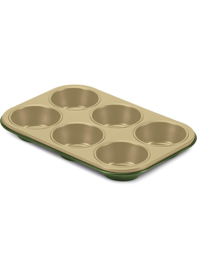 Guardini, Linea Bnat 6 Carnauba Wax Based Non-Stick Muffins, Green/Beige 10"*7" - Image 1