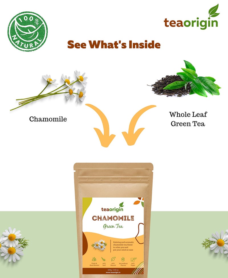 Teaorigin Tea Origin Chamomile Green Tea, 100 gms Pack, Serves 50 Cups - Image 4