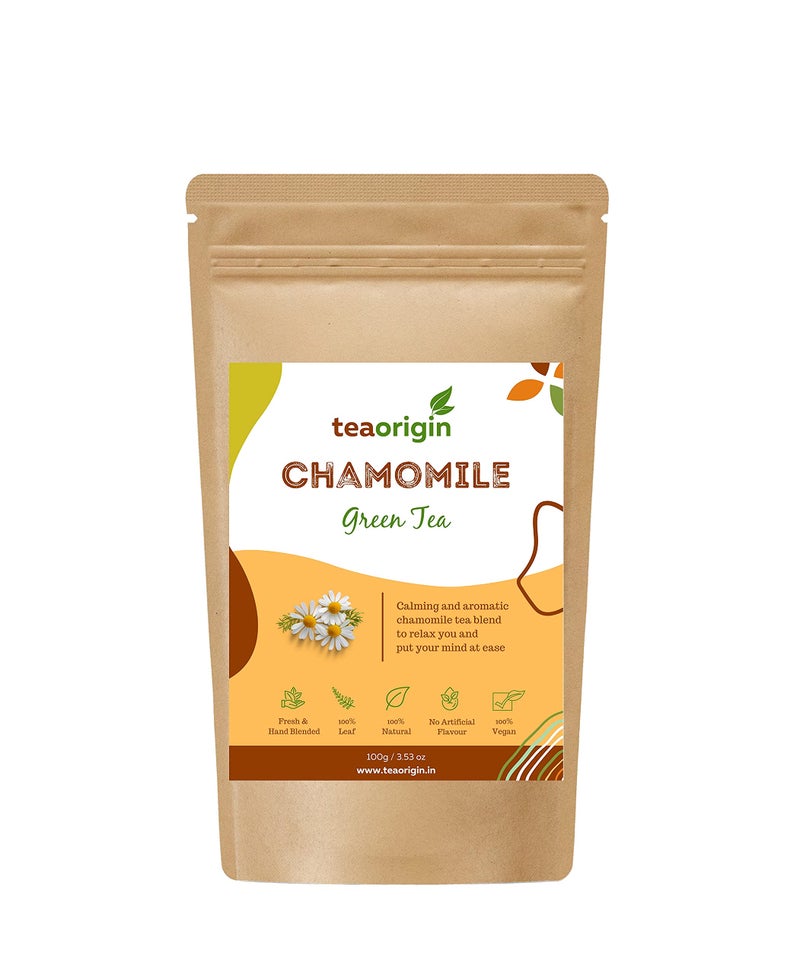 Teaorigin Tea Origin Chamomile Green Tea, 100 gms Pack, Serves 50 Cups - Image 1