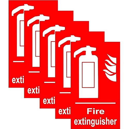 KREEPO Fire Extinguisher Vinyl Safety Decal (Pack of 5) Sign Sticker for Walls| Door| Office (10inch X 6inch)_kr - Image 1