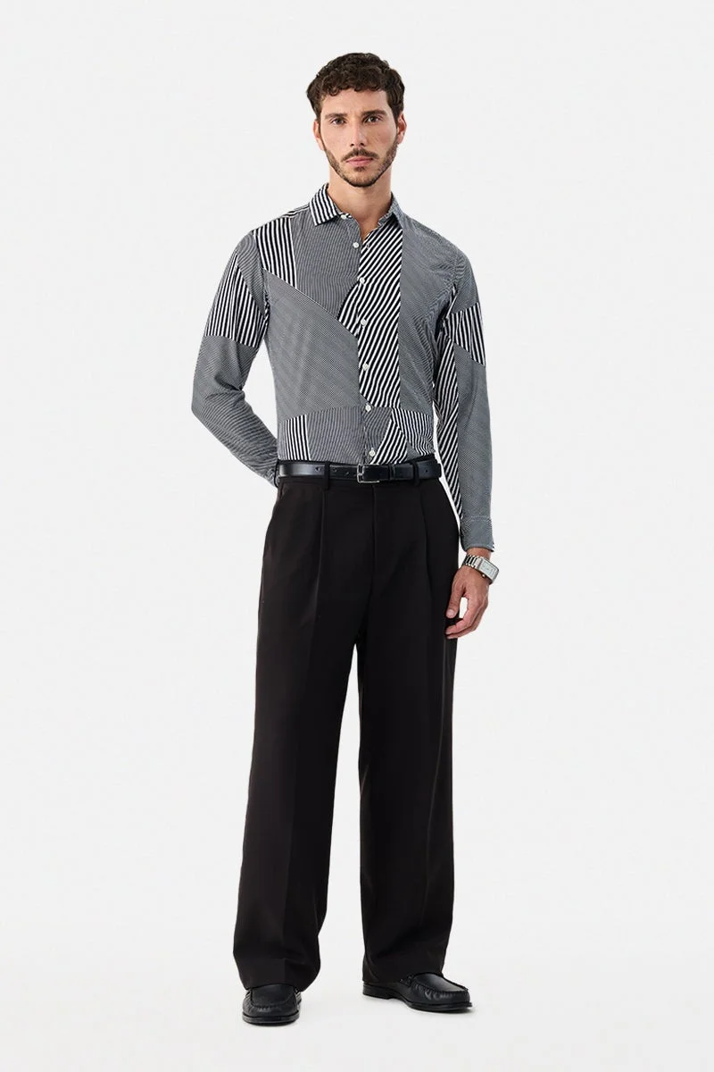 SNITCH Stripes Slim Fit Cotton Blend Shirt