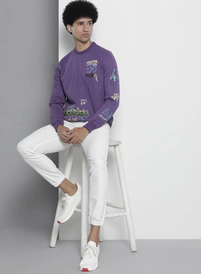 The Indian Garage Co  The Indian Garage Co Men Regular Fit Printed Crew Neck Full Sleeves Sweatshirt  | Best Price UAE