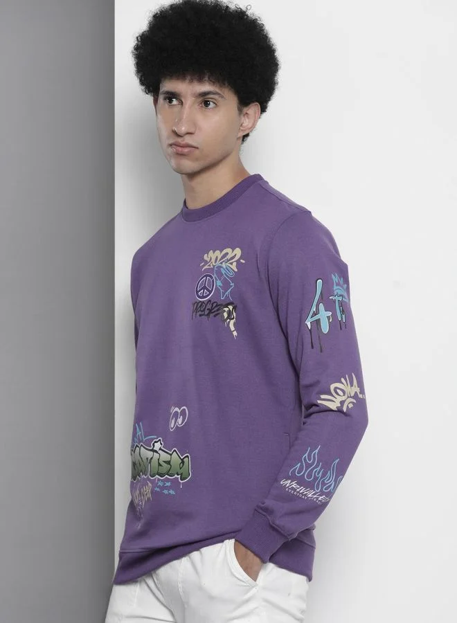 The Indian Garage Co  The Indian Garage Co Men Regular Fit Printed Crew Neck Full Sleeves Sweatshirt  | Best Price UAE