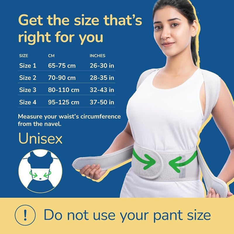 CARESMITH Align Posture Correcter Belt for Men & Women (Size 4) | 4 Sizes | X-Long Metal Bars for Posture Corrector| Back Pain Relief for Back Support | Shoulder Support for Men |Back Straight Belt - Image 1